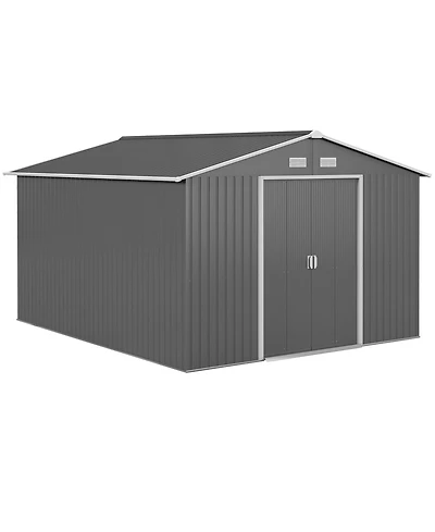 Outsunny 11ft x 9ft Outdoor Metal Storage Shed with 2 Doors
