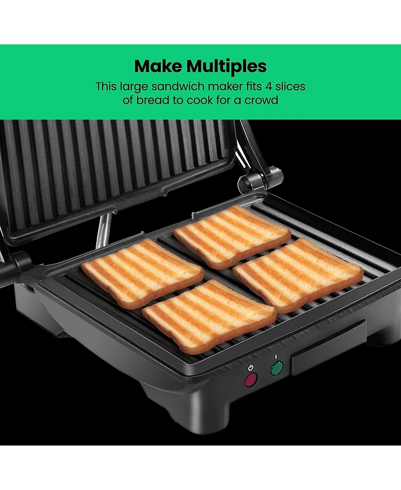 Chefman Electric Panini Press & Grill w/ Non Stick Plates, Opens Flat
