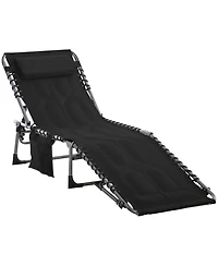 Outsunny Outdoor Padded Folding Chaise Lounge Chair with Reclining
