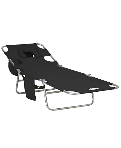Outsunny Folding Outdoor Lounge w/ Face Hole, 5-level Recline,