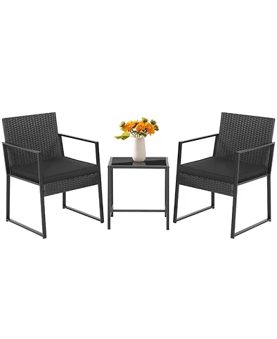 Sugift 3 Pieces Modern Heavy Duty Patio Furniture Set with Coffee Table