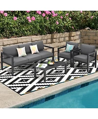 Sugift 4 Pieces Set Outdoor Furniture Set for Backyard and Poolside