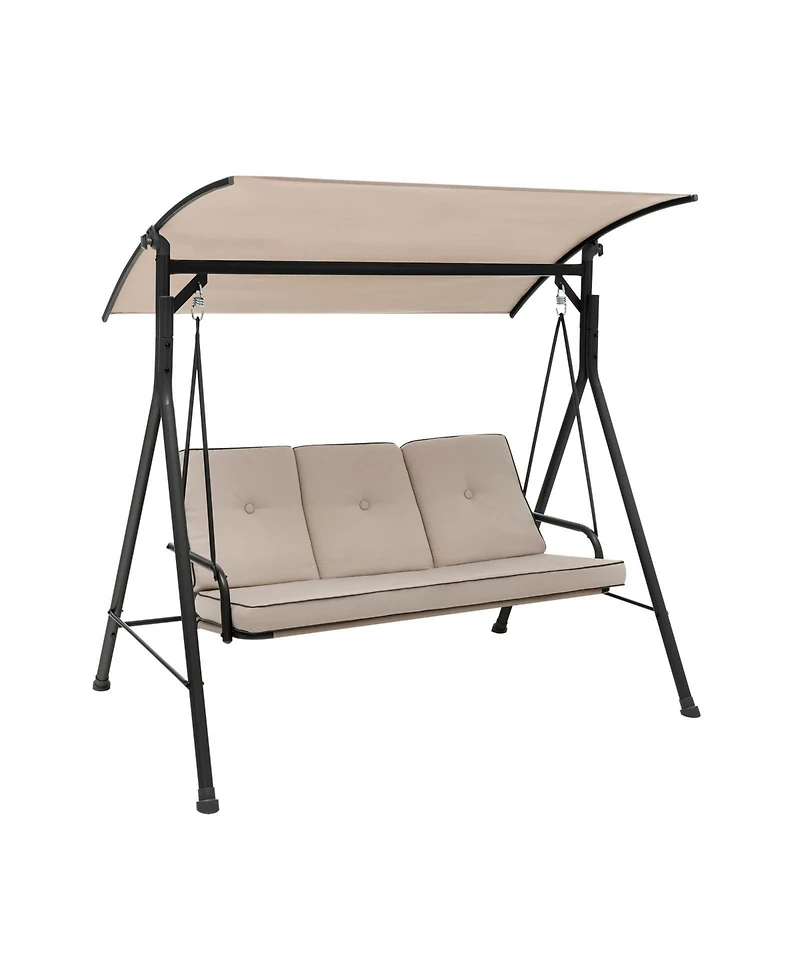 Sugift 3-Person Outdoor Patio Porch Swing with Adjustable Canopy and 900 Lbs Weight Capacity