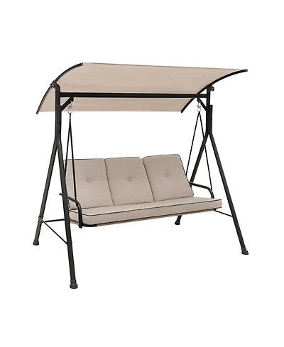 Sugift 3-Person Outdoor Patio Porch Swing with Adjustable Canopy and 900 Lbs Weight Capacity