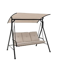 Sugift 3-Person Outdoor Patio Porch Swing with Adjustable Canopy and 900 Lbs Weight Capacity