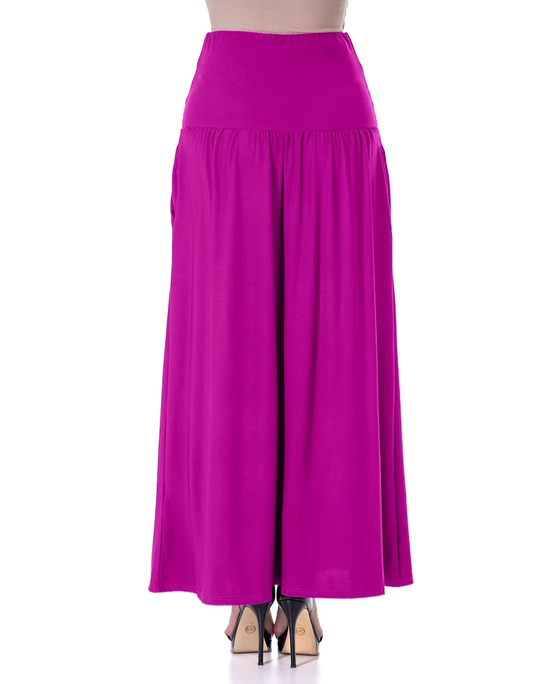 24seven Comfort Apparel Foldover Maxi Pocket Skirt