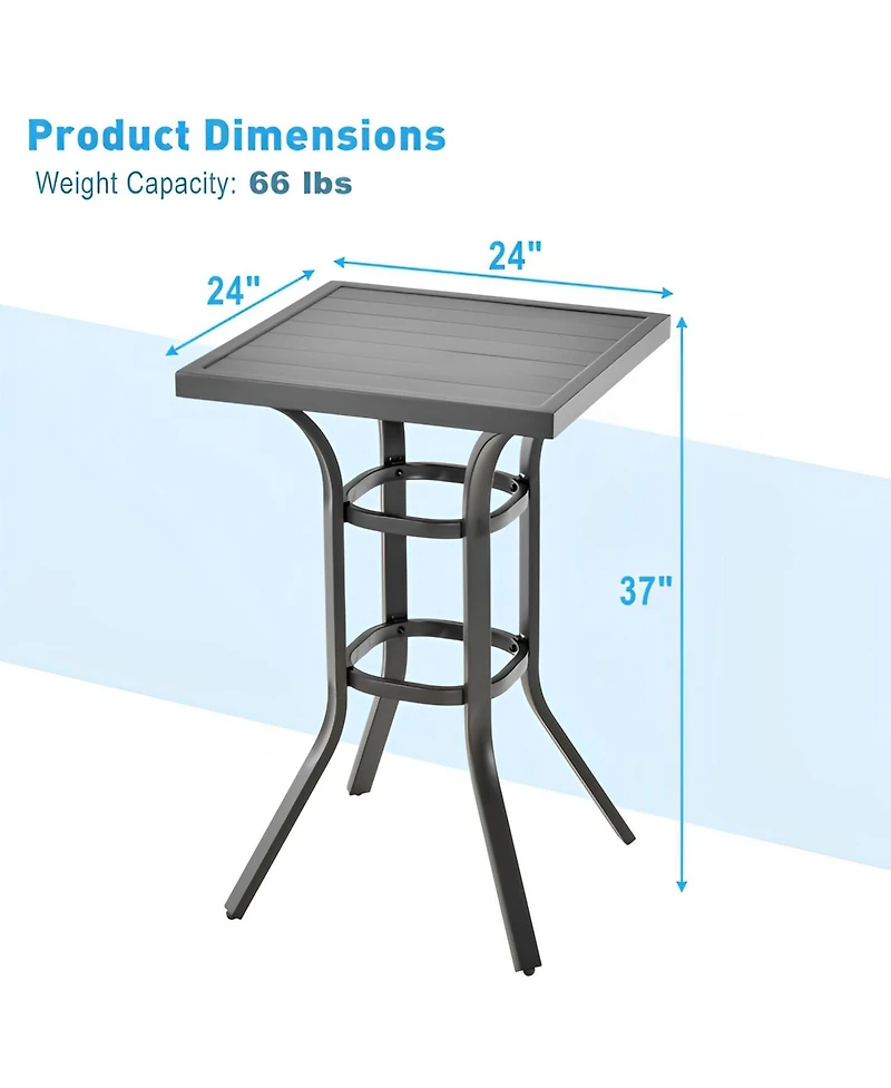 Sugift 24 Inch Patio Bar Height Table with Aluminum Tabletop and Adjustable Foot Pads