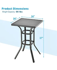 Sugift 24 Inch Patio Bar Height Table with Aluminum Tabletop and Adjustable Foot Pads