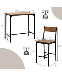Sugift 3 Pieces Bar Table Set with 2 Stools