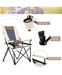 Sugift Folding Camping Chair with Cup Holder Armrest and Lumbar Pillow