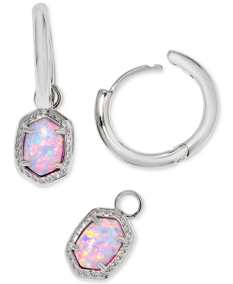 Kendra Scott 14k Framed Stone Removable Charm Huggie Hoop Earrings