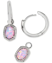 Kendra Scott 14k Framed Stone Removable Charm Huggie Hoop Earrings