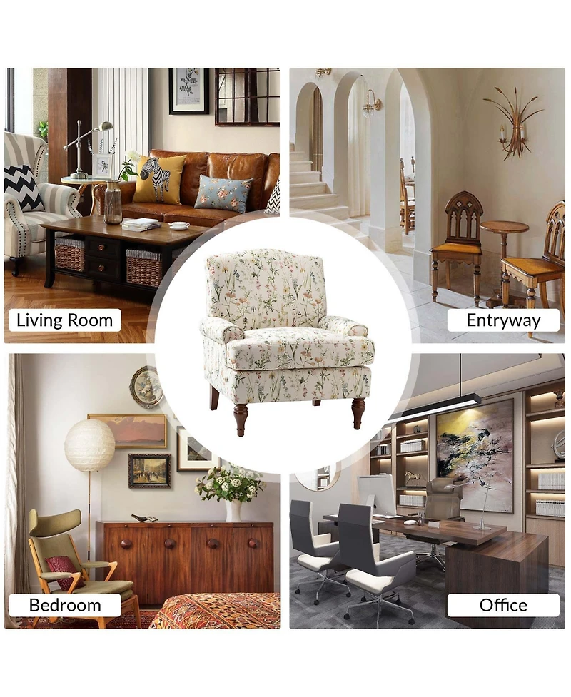 Lucretia Modern Upholstered Accent Chair with Patterned Cushion