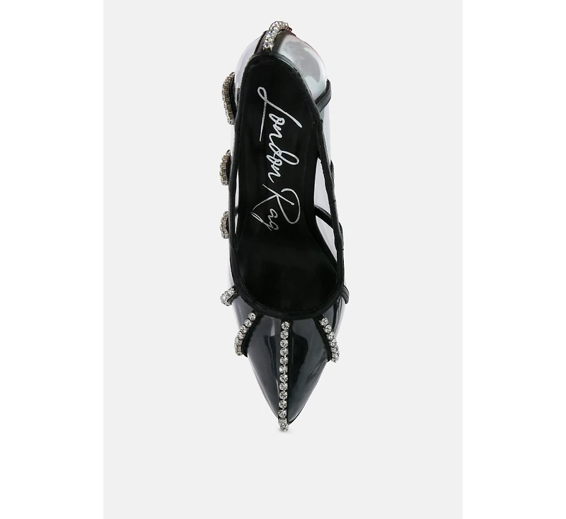 Diamante Clear Stiletto Heel Pumps