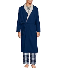 Lands' End Men's High Pile Fleece Lined Flannel Robe