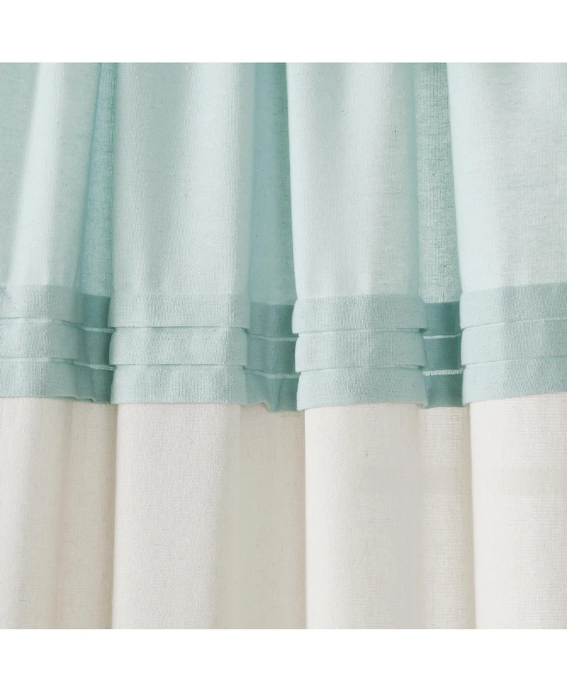 Lush Decor Farmhouse Faux Linen Colorblock Pleated Window Curtain Panels