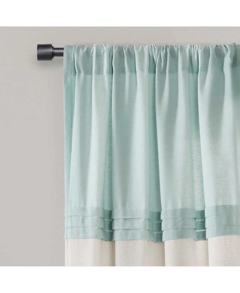 Lush Decor Farmhouse Faux Linen Colorblock Pleated Window Curtain Panels