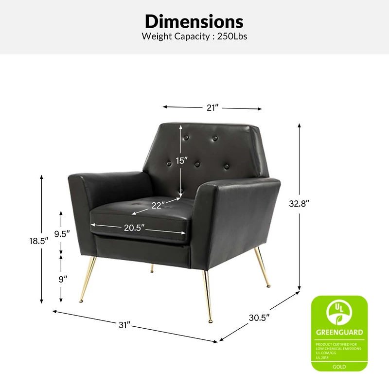 Modern Faux Leather Accent Chair for Living Room Bedroom