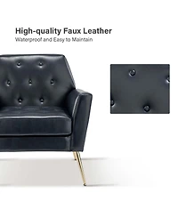 Modern Faux Leather Accent Chair for Living Room Bedroom