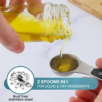 Set of 8 Stackable Magnetic Measuring Spoons with Leveler