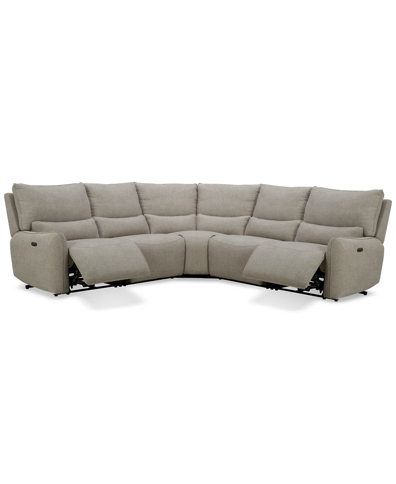 Olper 5-Pc. Fabric Zero Wall Sectional Sofa with Two Power Motion Pieces, Created for Macy's
