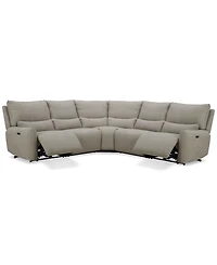 Olper 5-Pc. Fabric Zero Wall Sectional Sofa with Two Power Motion Pieces, Created for Macy's