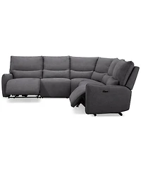 Olper 5-Pc. Fabric Zero Wall Sectional Sofa with Two Power Motion Pieces, Created for Macy's