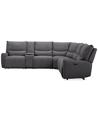 Olper -Pc. Fabric Zero Wall Sectional Sofa with Two Power Motion Pieces & Console