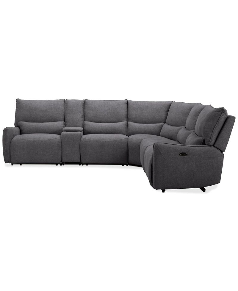 Olper -Pc. Fabric Zero Wall Sectional Sofa with Three Power Motion Pieces & Console