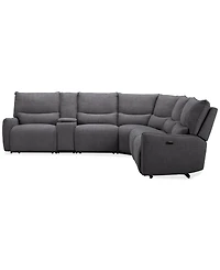Olper -Pc. Fabric Zero Wall Sectional Sofa with Three Power Motion Pieces & Console