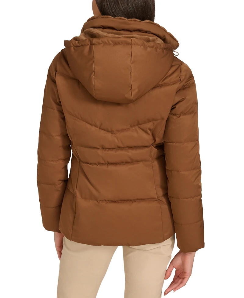 Calvin Klein Women's Faux-Fur-Lined Hooded Puffer Coat