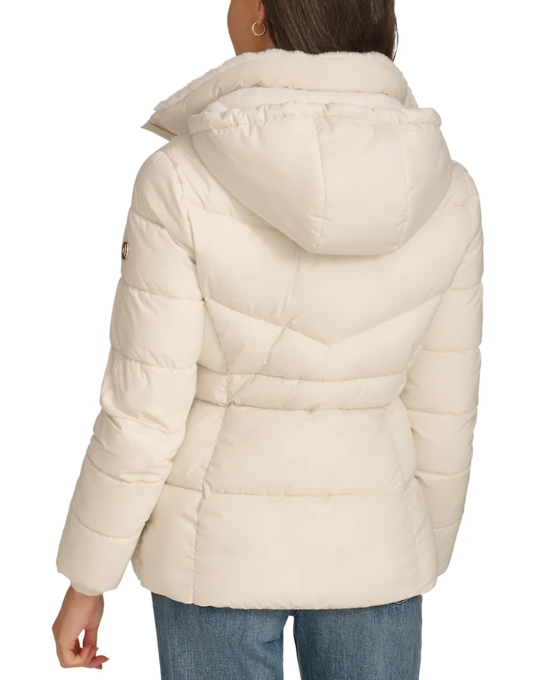 Calvin Klein Women's Faux-Fur-Lined Hooded Puffer Coat