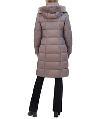 Tahari Women's Shine Faux-Fur-Trim Hooded Puffer Coat