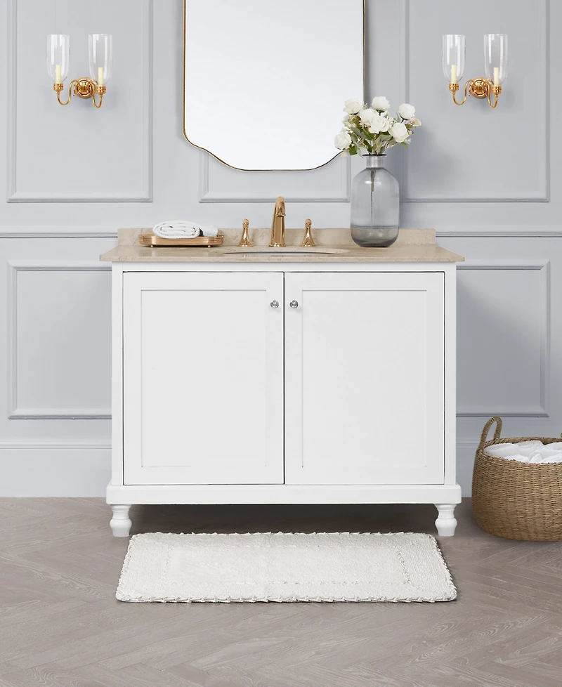 Laura Ashley Ruffled Cotton Bath Rug, 20" x 34"