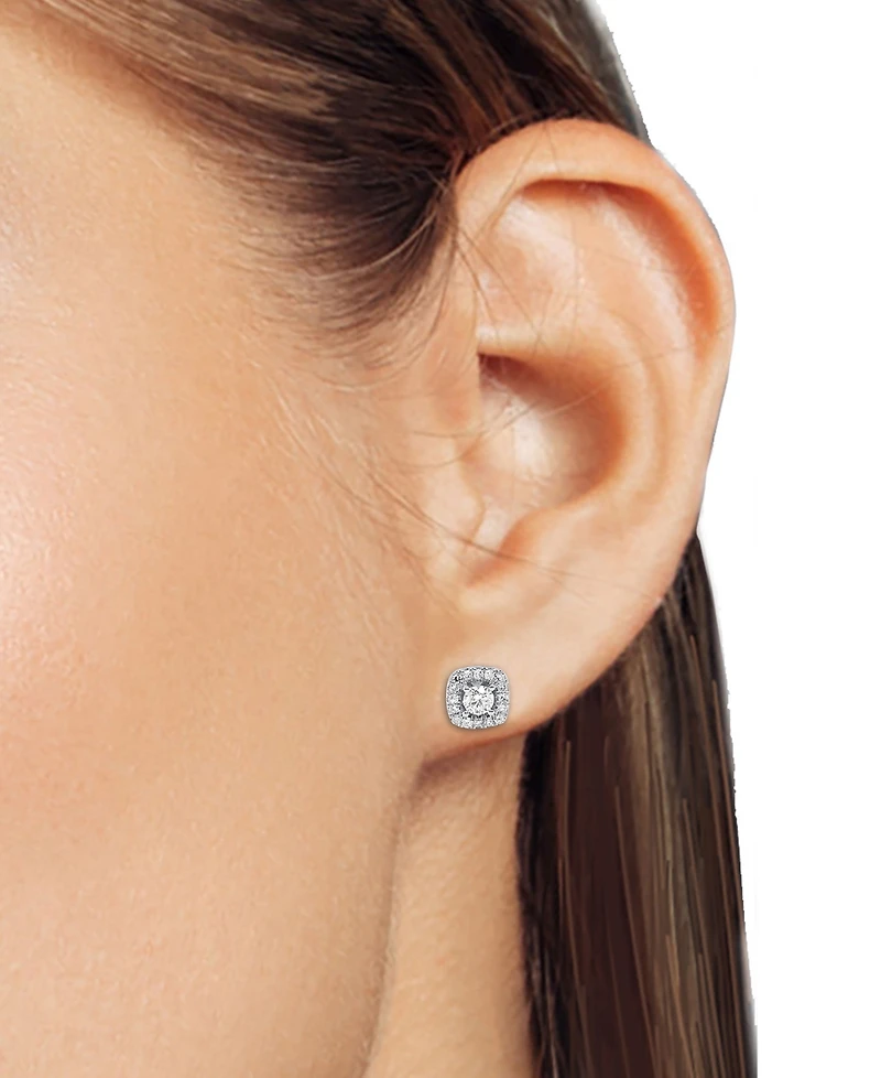 Lab-Created Diamond Halo Stud Earrings (1/2 ct. t.w.) Sterling Silver or 14K Gold-Plated