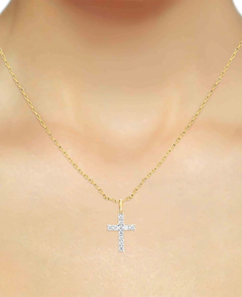 Forever Grown Diamonds Lab-Created Diamond Cross 18" Pendant Necklace (1/2 ct. t.w.) Sterling Silver or 14K Gold-Plated