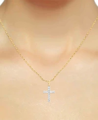 Forever Grown Diamonds Lab-Created Diamond Cross 18" Pendant Necklace (1/2 ct. t.w.) Sterling Silver or 14K Gold-Plated