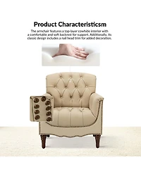 Hulala Home Sucher Modern Retro Wooden tufted Accent chair with Nailhead Trim