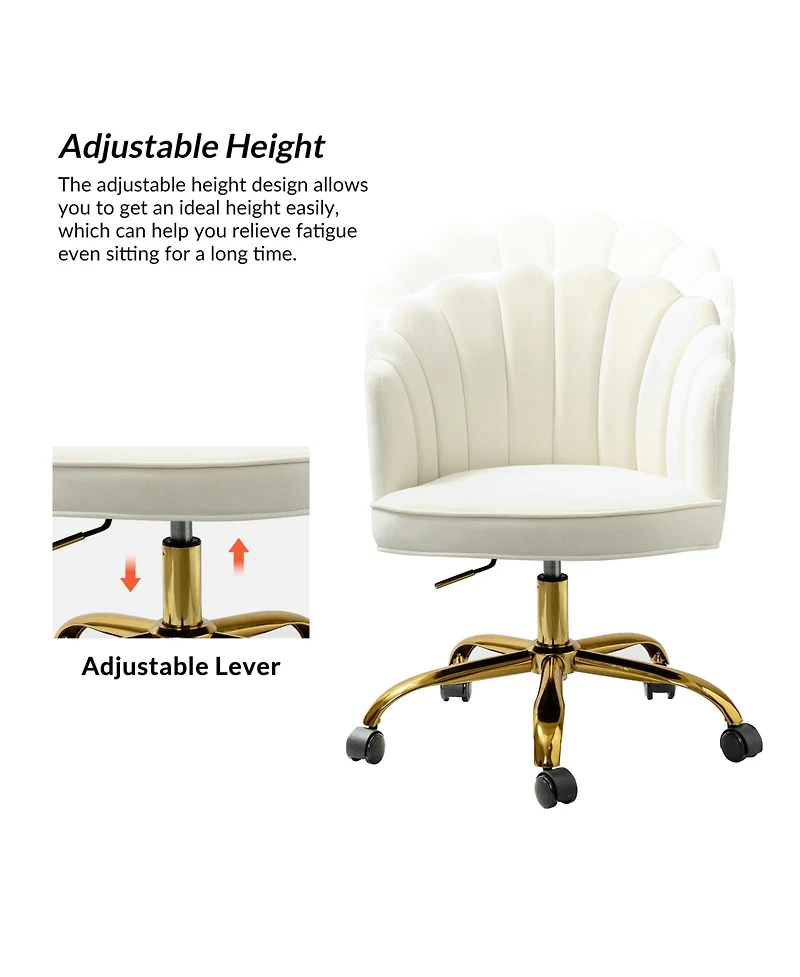 Hulala Home Woman Modern Cute Shell Back Upholstered Desk Chair for Vanity, Living Room