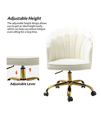 Hulala Home Woman Modern Cute Shell Back Upholstered Desk Chair for Vanity, Living Room