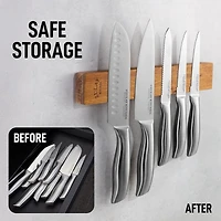 Seamless Bamboo Wood Magnetic Knife Holder - Wooden Strip for Organizing your Kitchen