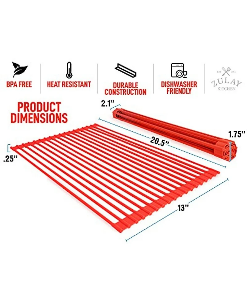 Multipurpose Heavy Duty Silicone Roll Up Sink Drying Rack Large