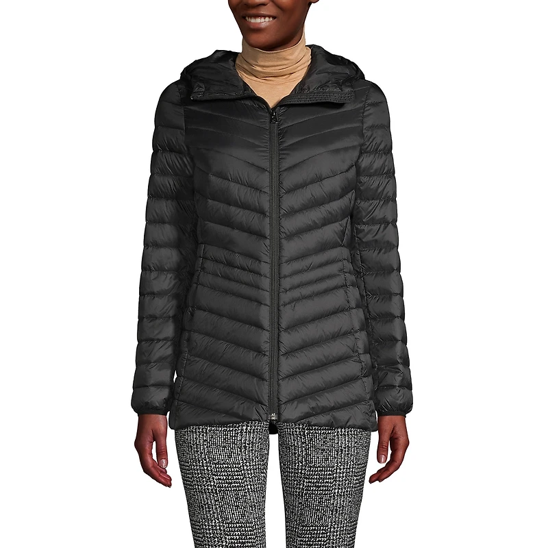 Lands' End Women's Petite Ultralight Packable Long Down Jacket