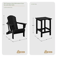 WestinTrends 3 Piece Set Outdoor Folding Adirondack Chairs with Side Table