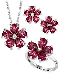 Pink Topaz (4-1/4 ct. t.w.) & Diamond Accent Flower Ring in Sterling Silver