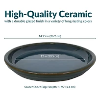 Outdoor/Indoor High-Fired Glazed Uv- and Frost-Resistant Ceramic Flower Pot Planter Saucers