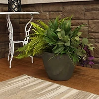 Large Ceramic Planter - Indoor or Outdoor Plant Pot with Drainage Holes - Gray Glaze Finish - 15" - Chalet