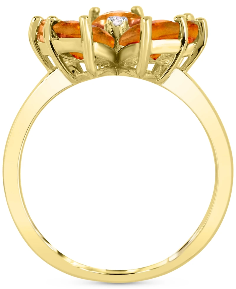 Citrine (3-1/4 ct. t.w.) & Diamond Accent Flower Ring in 14k Gold-Plated Sterling Silver