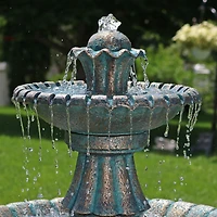 Sunnydaze Decor Nouveau 41-Inch Tall 2-Tier Outdoor Garden Water Fountain - Green
