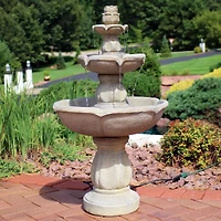 35"H Electric Fiberglass 3-Tier Birds' Delight Outdoor Bird Bath Water Fountain